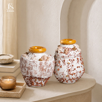 Vase à fleurs en céramique Jossin Meteorite, accent doré texturé, décoration nordique pour la maison, forme unique, art de table pour le salon