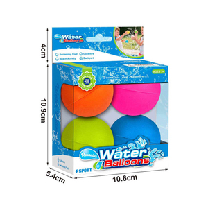 Ballons d'eau rechargeables 4 pièces, bombes à eau auto-scellantes, ballons en silicone à remplissage rapide pour les jeux d'eau en plein air pour enfants, amusement à la plage - Product Image 4