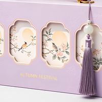 Boîte Cadeau Personnalisée pour Gâteaux de Lune de la Fête de la Mi-Automne, Poignée en Cuir OEM, Fenêtre en Feuille d'Or, Emballage de Luxe, Vente en Gros Direct Usine