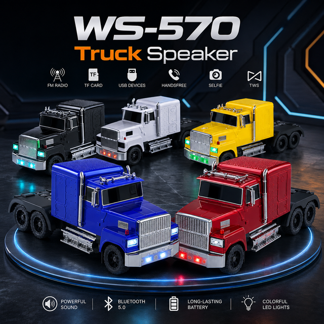 Cute Vehicle Design Portable Blue Tooth Speaker WS-570 with Colorful RGB Lights and 15W Stereo Sound for Kids