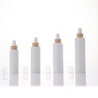 Botol Tetes Minyak Esensial Isi Ulang 50ml 1.7oz dengan Pipet Bambu Alami Botol Kaca Tincture Berlapis Putih Matte