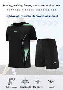 Conjunto Deportivo Unisex <span class=keywords><strong>de</strong></span> Verano para Correr, <span class=keywords><strong>de</strong></span> Secado Rápido, Poliéster, Holgado, para Fitness, Camiseta <span class=keywords><strong>de</strong></span> Manga Corta y Pantalones Cortos Elásticos - Product Image 6