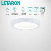 Plafonnier LED rond moderne 24W, ultra-plat 30mm, sans scintillement, IP44, montage en saillie ou en encastré pour maison et bureau