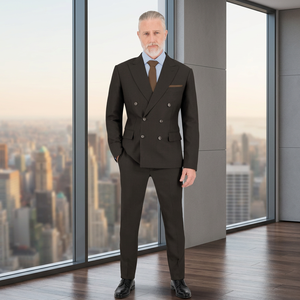 Traje de negocios de 2 piezas para hombre, a medida, tallas grandes, doble botonadura, manga larga, cuello en V, plisado frontal, con botones, transpirable 100% - Product Image 3