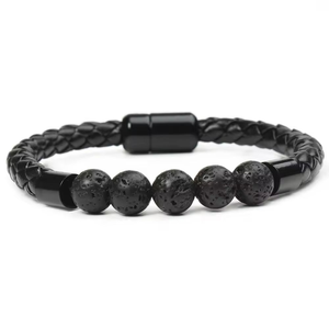 Bracelet pour <span class=keywords><strong>homme</strong></span>, tendance, noir, tressé, avec breloques, en acier inoxydable, <span class=keywords><strong>luxe</strong></span>, magnétique, masculin, cadeau tendance - Product Image 3