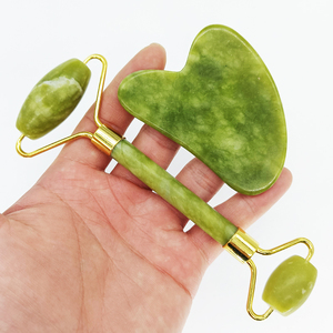 Custom logo <b>jade</b> <b>roller</b> guasha 100% natural beauty massage for face facial <b>jade</b> stone rose quartz <b>jade</b> with box - Product Image 5