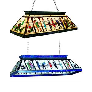 Lámpara Colgante Rectangular Tiffany de 40 Pulgadas para Mesa de Billar/Snooker, 6 Luces, Vidrio Tintado, para Iluminación de Comedor - Product Image 3