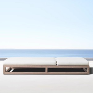 Sillón de Madera Maciza de Teca Moderno, Cama de Descanso para Exteriores, Silla de Playa con Cojines, Resistente al Agua y a los Rayos UV, Duradero para Patio o Villa - Product Image 3