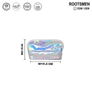 Bolsa de Maquillaje Iridiscente con Cierre, Bolsa de Cosméticos de Cuero PU, Bolsa de Belleza con Logotipo Personalizado, MOQ 100 Piezas - Product Image 1