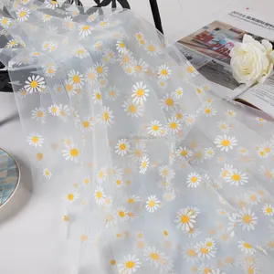 2023 neue schöne Sonnenblumen stickerei Poly Glitter Tüll Stoff für Kleidungs stücke