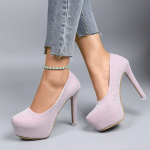 Nuove Scarpe da Donna con Tacco Alto, Plateau Colorato, Tacco Sottile e Punta Bassa, Nere - Product Image 3