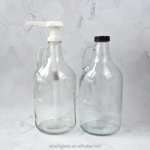 Half Gallon Glass Pump Dispenser Flasche 64-Unzen-Krug mit Pumpe für Saucen Sirupe Seifen und mehr