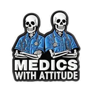 Broches en émail amusantes style punk, motif squelette, pour blouses médicales bleues, pour professionnels de la santé, infirmières et médecins, avec l'inspiration 'Medics with Attitude' et 'RAD Life' - Product Image 3