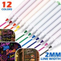 Ensemble de stylos marqueurs à double pointe pour dessin artistique professionnel avec 12 couleurs, encre lavable, encre effaçable