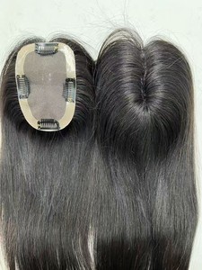Petites pièces capillaires de rechange marron cendré avec mèches, à clipser, base en soie 3x5 effet cuir chevelu réel, toupet facile à porter - Product Image 4