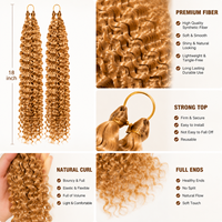 Extensions de cheveux synthétiques pour tresses au crochet, Ondes océaniques, Ondes profondes, Ondes aquatiques, Boucles afro souples, Cheveux bouclés Gogo pour femmes