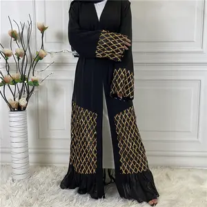 时尚和服阿拉伯风格迪拜穆斯林abayas thobe刺绣串珠女