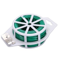 Alambre de atado para plantas de jardín con cortador, recubierto de PE, verde, reutilizable, rollo de cable de sujeción para viñas, flores, tomates, uso en exteriores