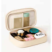 Trousse de Maquillage Double Couche avec Miroir, Grande Capacité, Organisateur de Voyage pour Cosmétiques avec Compartiment pour Pinceaux et Diviseur, Sac de Toilette