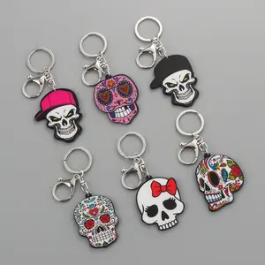 Jóias Halloween Acrílico Keychain 3D Impresso Acrílico Crânios homens e mulheres chaveiro jóias