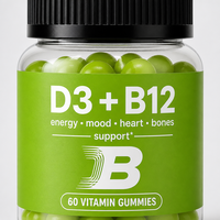 Gummies véganes OEM/ODM Vitamine D3+B12 - Compléments multivitaminés pour la santé des os et des muscles, 60 unités pour adultes