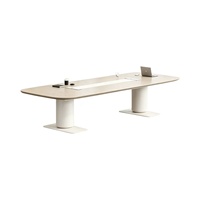 Ensemble de table de conférence moderne de luxe en panneaux de bois avec structure métallique, chaises de bureau pour réunions, mobilier de salle de réunion exécutive pour 12 personnes