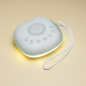 Veilleuse électrique blanche pour bébés et enfants, dispositif d'aide au sommeil portable, 20 sons apaisants, rythme cardiaque, volume réglable RVB - Product Image 1