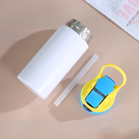 Botol minum anak-anak stainless steel vakum terisolasi 350ml dengan sedotan, insulasi termal 6-12 jam, siap sublimasi