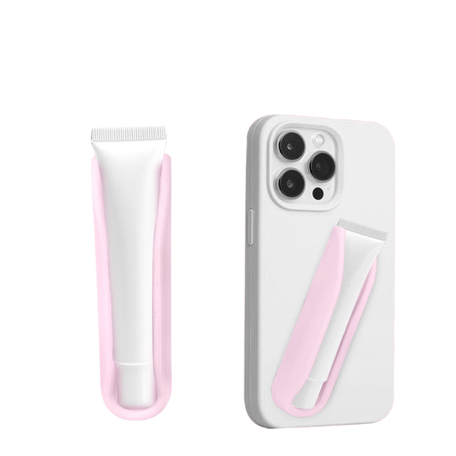Self-Adhesive Silicone Lipstick Lip Balm Holder Handy Cell Phone Case with Glossy