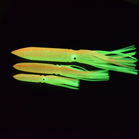 Leurre souple calmar lumineux 15cm/23cm/30cm appât de pêche à la traîne en eau salée pieuvre lueur complète avec yeux leurre de jupe en Silicone souple