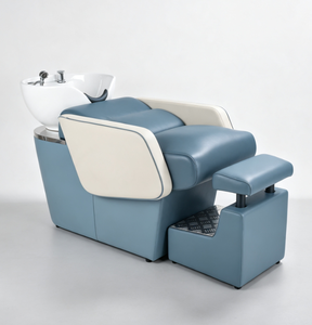 Fauteuil de lavage moderne pour salon, lit de lavage rembourré avec bassin en céramique, repose-pieds amovible, mobilier de salon de coiffure - Product Image 3
