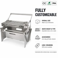 Barbecue portable de table au charbon de bois en acier inoxydable avec grille réglable en hauteur pour le camping, les pique-niques et les barbecues en plein air
