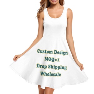 Envío directo personalizado <span class=keywords><strong>ropa</strong></span> mujer estampado bajo demanda Lava flor Sexy verano suelto sin mangas tela cuello redondo vestidos de columpio - Product Image 5