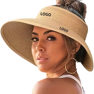Chapeaux <span class=keywords><strong>pare</strong></span>-<span class=keywords><strong>soleil</strong></span> OEM pour femmes, à large bord, en paille, avec ouverture pour queue de cheval, pliables et compressibles, pour l'été et la plage, protection supérieure vide, pour le voyage - Product Image 1