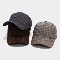 Groothandel op maat gemaakte vintage geruite baseballcap met logo, katoenen ruitpatroon, unisex, gestructureerde pet, verstelbare metalen gesp, geschikt voor buitengebruik