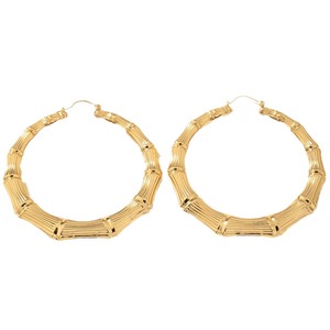 Pendientes de Aro con Diseño de Nudo de Bambú, Color Dorado, Joyería de Moda para Fiestas, Material de Aleación de Zinc, Poste de Acero Inoxidable - Product Image 5