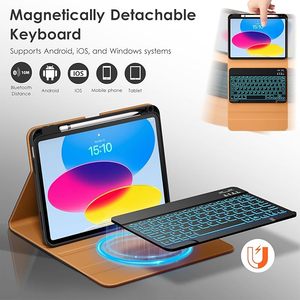 Cho iPad 11 (A16) trường hợp với bàn phím 2025,Backlit không dây có thể tháo rời Bàn phím da Folio bìa với chủ bút chì & túi - Product Image 3