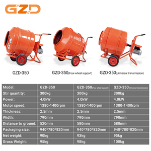 Mezcladora de Cemento Eléctrica GZD de 350L para Obras de Construcción, 4kW, Ligera, Portátil, con Dos Ruedas - Product Image 4