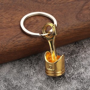 <strong>Engine</strong> Piston Rod Keychain Zinc Alloy Split Ring Gold Tone for Auto Mechanic Gift - Product Image 2