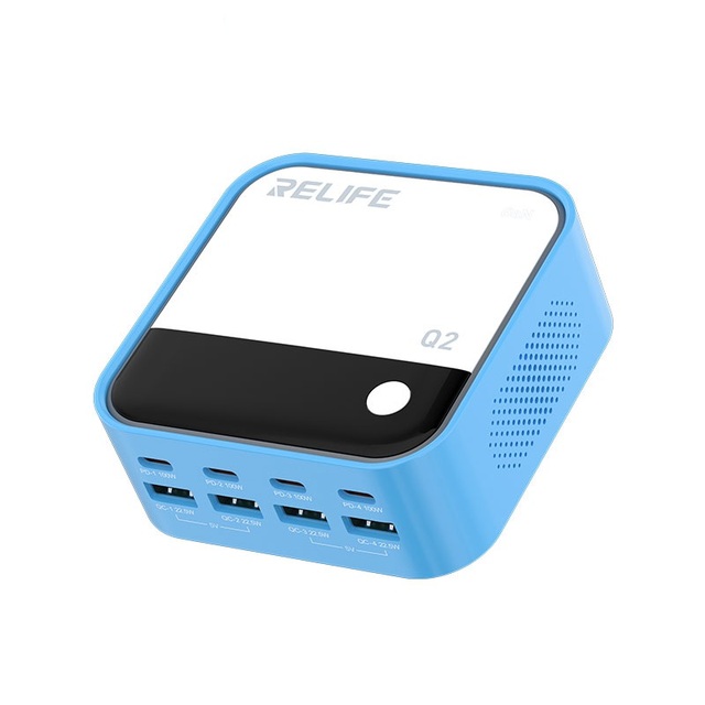 RELIFE Q2 120W 8-port GaN Charger Fast Charging Intelligent Real-time Digital Display Mobile Phones/Tablets/Laptops Charger