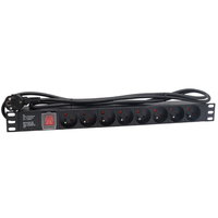 PDU intelligent vertical universel 1U 19 pouces, multiprise 16A Europe Allemagne 6/8/12 voies avec protection contre les surtensions