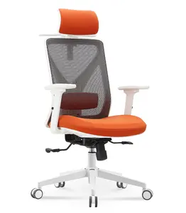 NOEL Chaise de bureau ergonomique en maille avec support lombaire à vendre, cadre blanc