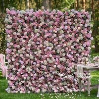Mur de fleurs colorées L-R265, 8*8 pieds, toile de fond florale faite à la main, décoration de mariage, arrangement pour événements, décoration de fête