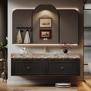 Original Oak French Vintage Stone Slab Integrated Basin <b>Wall</b>-Mounted Smart Lighting <b>Mirror</b> <b>Wall</b>-Mounted Bathroom Vanity - Product Image 5