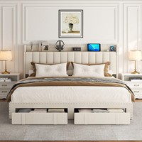 Luxuriöses Premium Verstellbares Konvertierbares Niedrigprofil-Polsterbett Weißes Samt-Bett mit Weicher Oberfläche Langlebiges Montiertes Kingsize-Bett