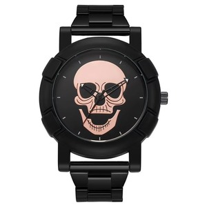 Montre à Quartz Tendance pour Homme avec Cadran Tête de Mort, Bracelet en Acier Inoxydable Noir, Style Gothique Punk, Montre-Bracelet Décontractée et à la Mode, Vente en Gros - Product Image 2