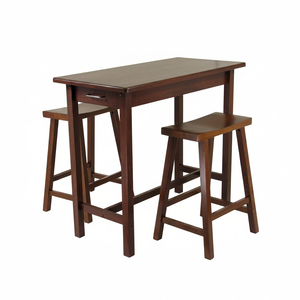 Sally 3-<b>Pc</b> Breakfast Table <b>Set</b> with 2 Saddle Seat Stools for Dining Room - Product Image 2