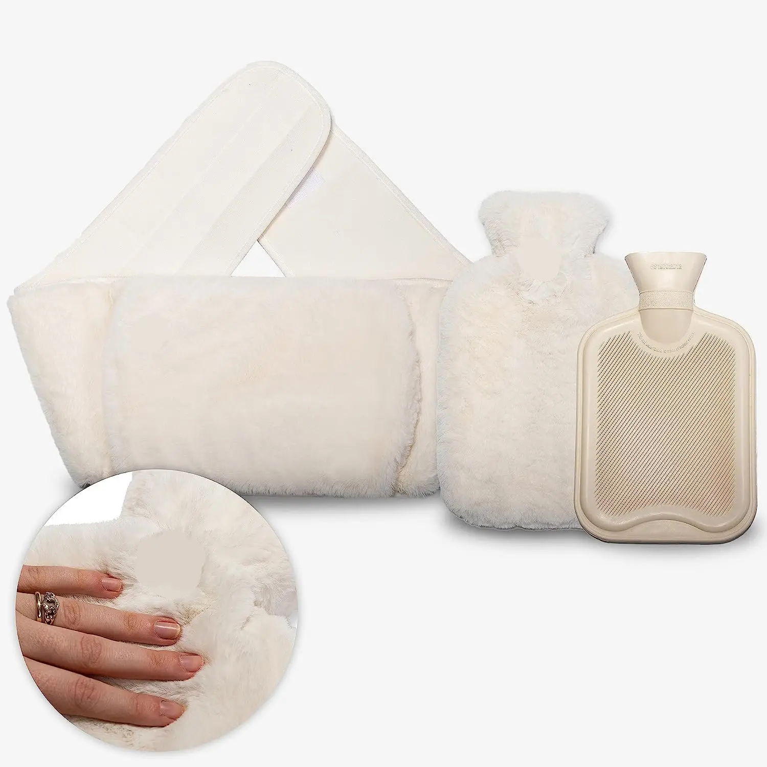 Bel kapağı ile yüksek kaliteli peluş kürk el ısıtıcı bel kemeri stil sıcak su torbaları şişe