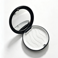 Boîte de rangement magnétique ronde en plastique pour aligneurs dentaires avec miroir, personnalisable avec logo, pour l'hygiène buccale (vente en gros)