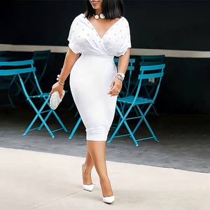 Vestidos de noche con cuentas de perlas para mujer, vestido Formal con cremallera trasera, ropa de iglesia con tachuelas, ropa de oficina, trajes de Festival, vestido de fiesta - Product Image 3